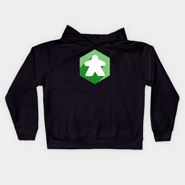 Hexagon Meeple Green Kids Hoodie by east coast meeple